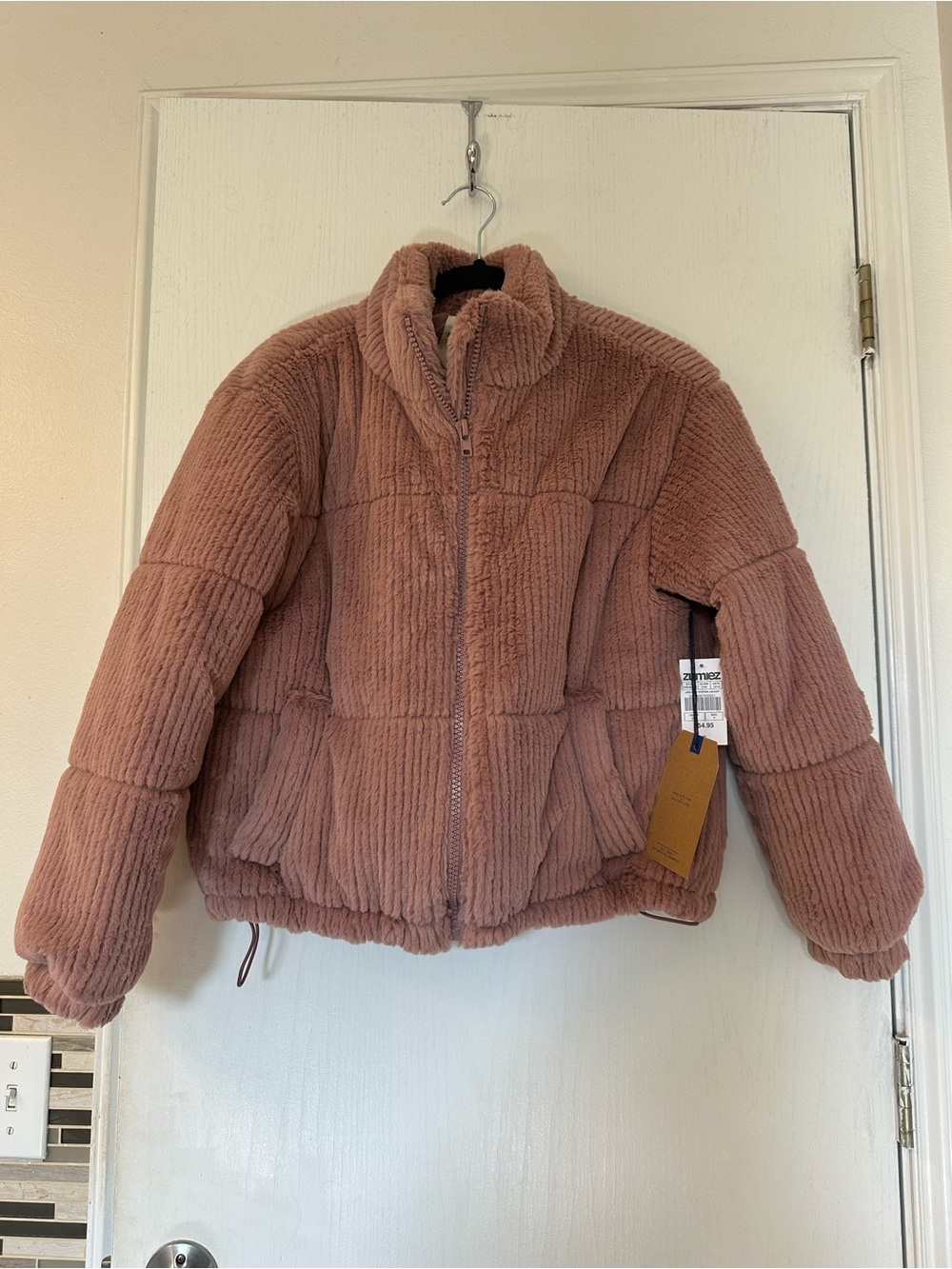Plush Puffer Jacket in Dusty Rose